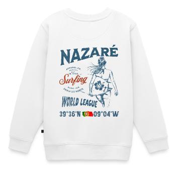 Nazaré Surfing Girl Nautischer Druck - Kinder Premium Organic Sweatshirt - Weiß - Hinten - AI Model Kid Male (0cm)