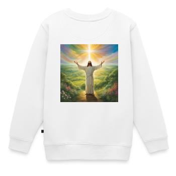 Jésus, catholique Jésus-Christ - Sweat Premium enfant bio - blanc - Dos - AI Model Kid Male (0cm)