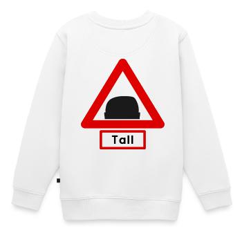 Achtung: Groß! Kopf-Symbol 🚧 - Kinder Premium Organic Sweatshirt - Weiß - Hinten - AI Model Kid Male (0cm)
