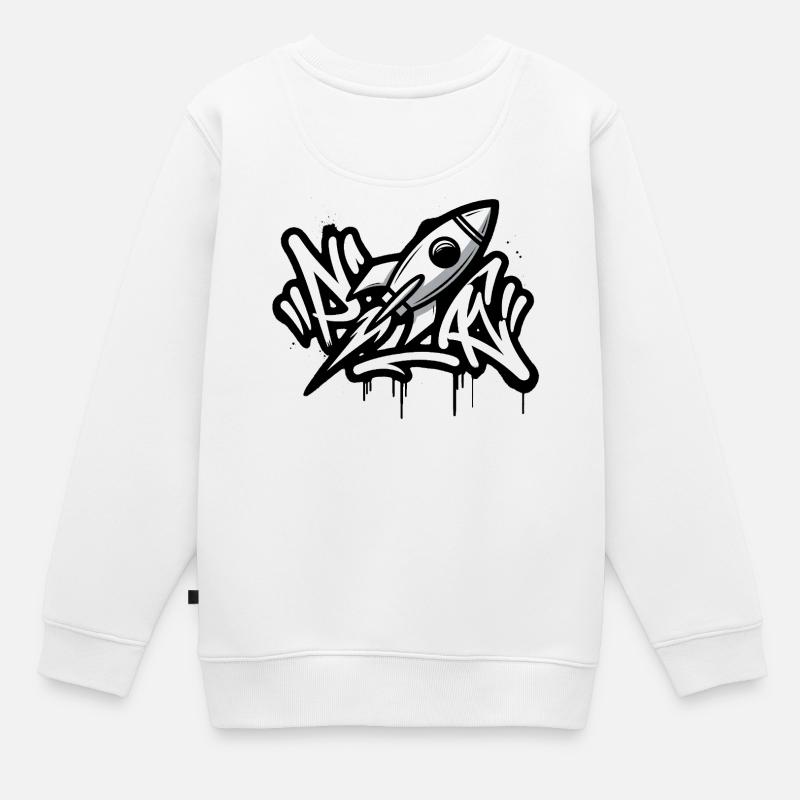 Graffiti rocket in black and white - Kids Premium Organic Sweatshirt - white
