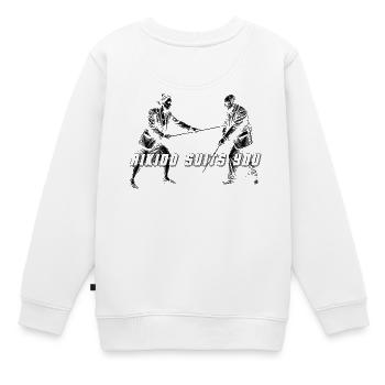Aikido Suits You Zitat Kumi Jo Männlicher Rasterton - Kinder Premium Organic Sweatshirt - Weiß - Hinten - AI Model Kid Male (0cm)