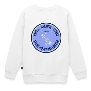 SUP Life – Stand Up Paddelboard Badge in Blau - Kinder Premium Organic Sweatshirt - Weiß - Hinten - AI Model Kid Male (0cm)