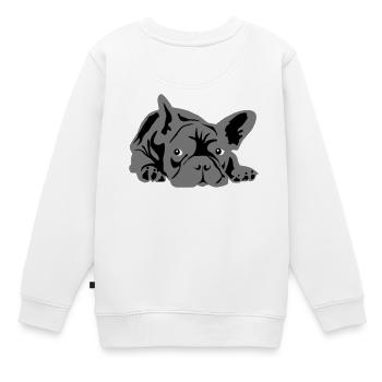 französische bulldogge 2 Farben - Kinder Premium Organic Sweatshirt - Weiß - Hinten - AI Model Kid Male (0cm)