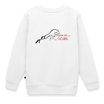 Reiten ist schön... - Kinder Premium Organic Sweatshirt - Weiß - Hinten - AI Model Kid Male (0cm)