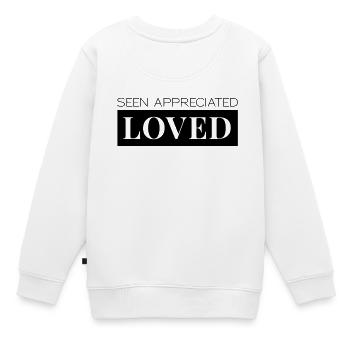 Seen Appreciated Loved - Kinder Premium Organic Sweatshirt - Weiß - Hinten - AI Model Kid Male (0cm)