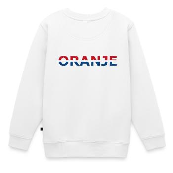 Orange in rot, weiß, blau - Kinder Premium Organic Sweatshirt - Weiß - Hinten - AI Model Kid Male (0cm)
