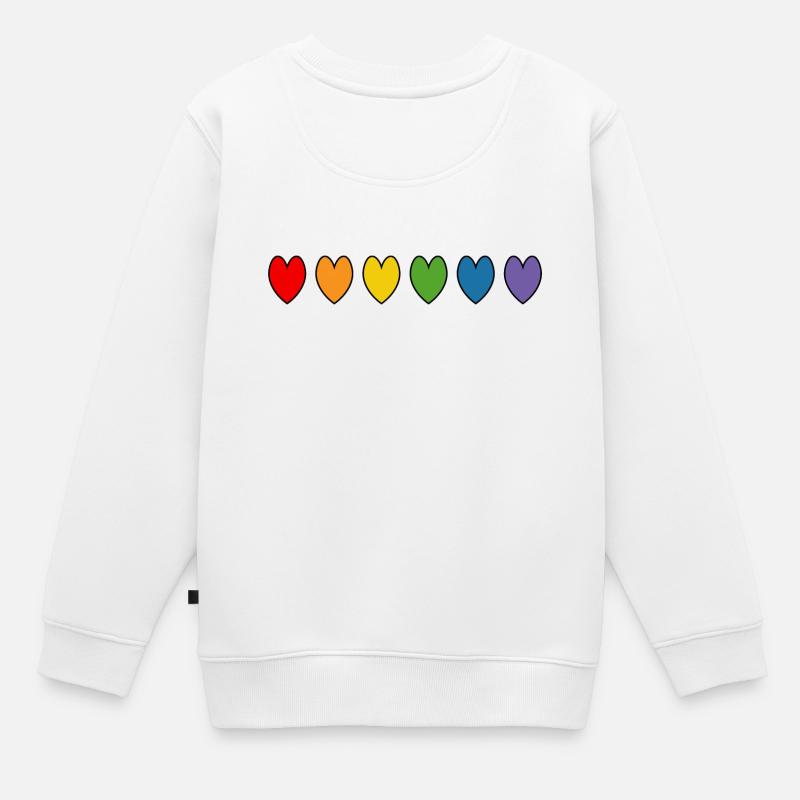 Coeurs arc-en-ciel - Sweat Premium enfant bio - blanc