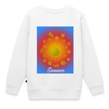 Sommer Sonne Glitzerblumen Muster - Kinder Premium Organic Sweatshirt - Weiß - Hinten - AI Model Kid Male (0cm)