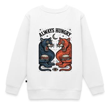 Immer Hungrig Katzenduo mit Burger - Kinder Premium Organic Sweatshirt - Weiß - Hinten - AI Model Kid Male (0cm)