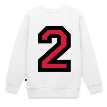 Le Numéro Deux 2 - Sweat Premium enfant bio - blanc - Dos - AI Model Kid Male (0cm)