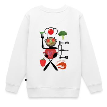 Collage de cuisine chinoise - Sweat Premium enfant bio - blanc - Dos - AI Model Kid Male (0cm)