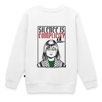 Silence is complicity, Free Gaza, Free Palestine - Sweat Premium enfant bio - blanc - Dos - AI Model Kid Male (0cm)