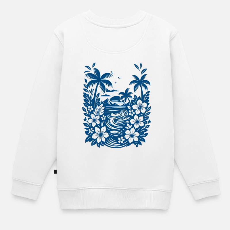 Bleu de plage - Sweat Premium enfant bio - blanc