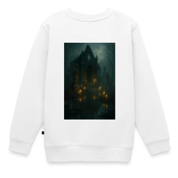 Gotische Ruine im Mondlicht - Kinder Premium Organic Sweatshirt - Weiß - Hinten - AI Model Kid Male (0cm)