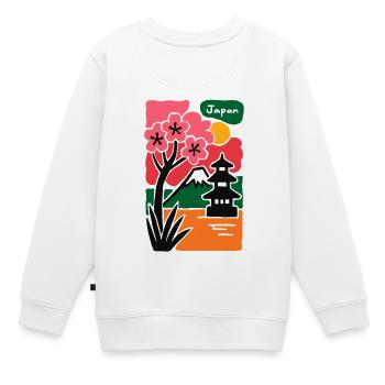 Sakura Tempel am See Japan - Kinder Premium Organic Sweatshirt - Weiß - Hinten - AI Model Kid Male (0cm)