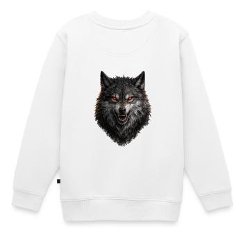 Roter Blick Wolfkopf - Kinder Premium Organic Sweatshirt - Weiß - Hinten - AI Model Kid Male (0cm)