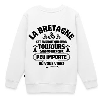 Bretagne, Breton, celte, je suis Breton - Sweat Premium enfant bio - blanc - Dos - AI Model Kid Male (0cm)