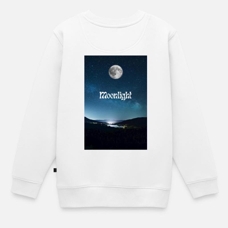 Douce nuit au clair de lune avec ciel étoilé - Sweat Premium enfant bio - blanc