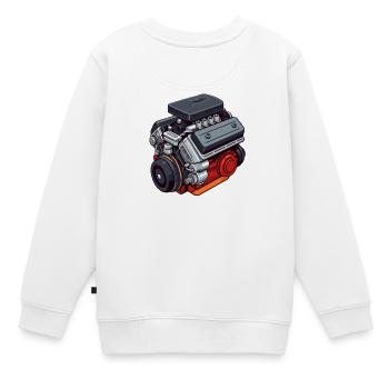 Motorisches Thema: Klassisch und Leistung - Kinder Premium Organic Sweatshirt - Weiß - Hinten - AI Model Kid Male (0cm)