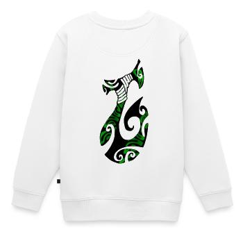 MATAU - Schwarz (polynesischer Angelhaken) - Kinder Premium Organic Sweatshirt - Weiß - Hinten - AI Model Kid Male (0cm)