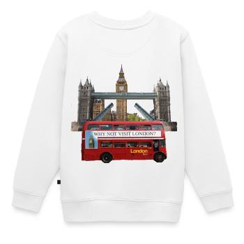 London Landmarks Collage - Kinder Premium Organic Sweatshirt - Weiß - Hinten - AI Model Kid Male (0cm)