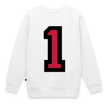 Le numéro 1 - numéro un - Sweat Premium enfant bio - blanc - Dos - AI Model Kid Male (0cm)