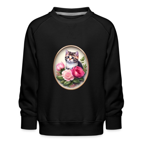 Süßes Kätzchen mit Rosen - Kinder Premium Pullover