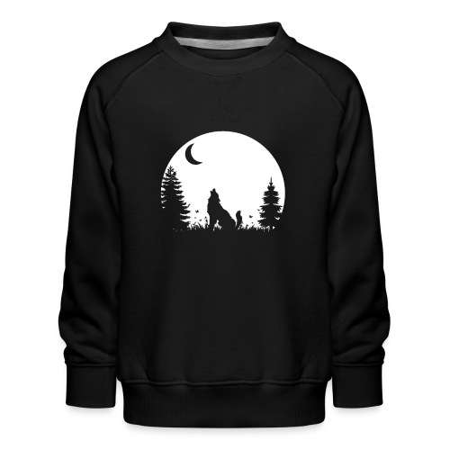 Wolf Wald Wildnis Natur Mond Geschenk - Kinder Premium Pullover
