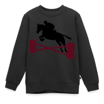 saut d'obstacles - Sweat Premium enfant bio - noir - Devant - AI Model Kid Female (0cm)