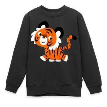 Selbstbewusster Tiger von Cheerful Madness!! - Kinder Premium Organic Sweatshirt - Schwarz - Vorne - AI Model Kid Female (0cm)