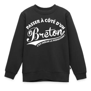 Breton Perfection - Sweat Premium enfant bio - noir - Devant - AI Model Kid Female (0cm)