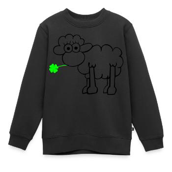 Les moutons avec du trèfle - Sweat Premium enfant bio - noir - Devant - AI Model Kid Female (0cm)