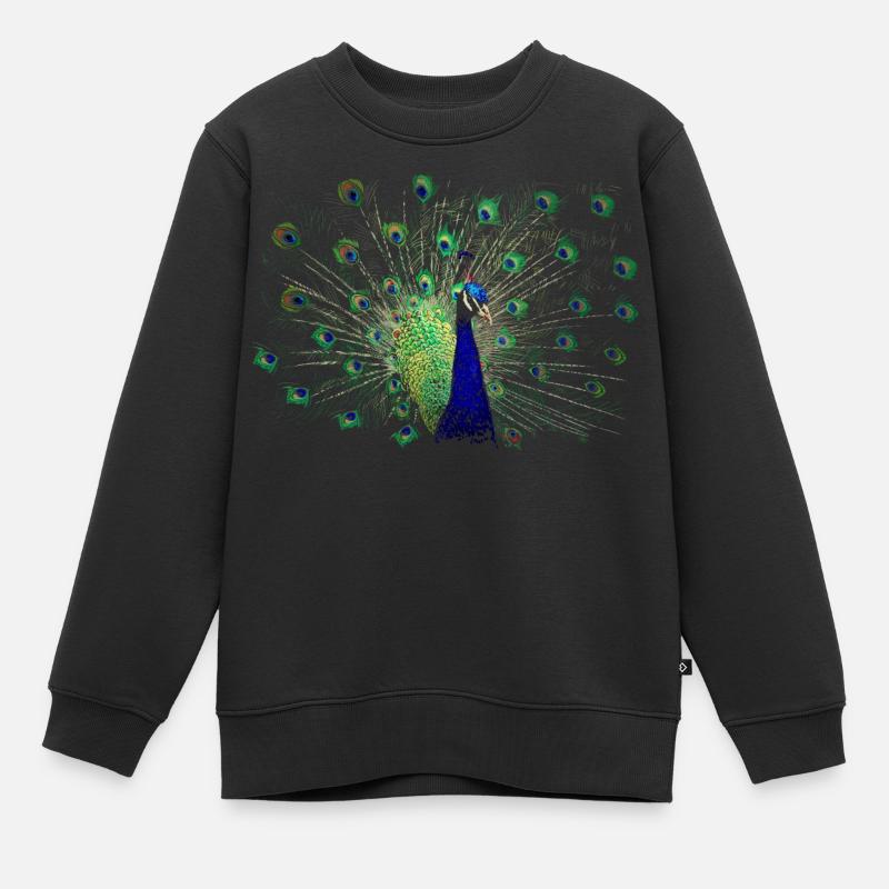 Pfau - Kinder Premium Organic Sweatshirt - Schwarz