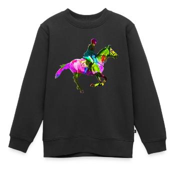 Bunte Reiterin - Kinder Premium Organic Sweatshirt - Schwarz - Vorne - AI Model Kid Female (0cm)