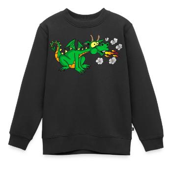 Grüner Drache - Kinder Premium Organic Sweatshirt - Schwarz - Vorne - AI Model Kid Female (0cm)