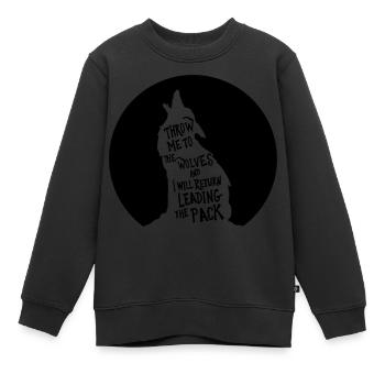leading the pack of wolves - Kids Premium Organic Sweatshirt - black - Front - AI Model Kid Female (0cm)