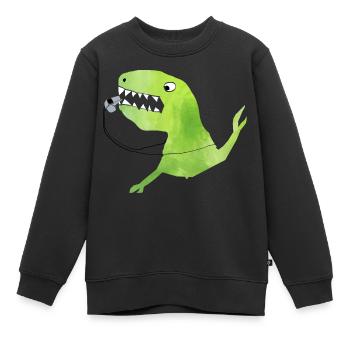 Soccer dino: whistle from the referee dinosaur - Kids Premium Organic Sweatshirt - black - Front - AI Model Kid Female (0cm)
