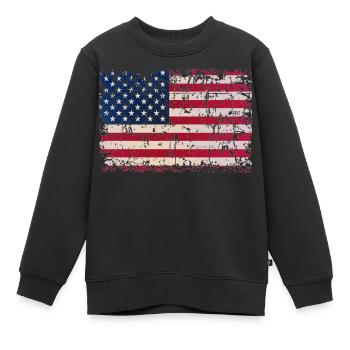 USA Flagge Fahne Stars and stripes - Kinder Premium Organic Sweatshirt - Schwarz - Vorne - AI Model Kid Female (0cm)