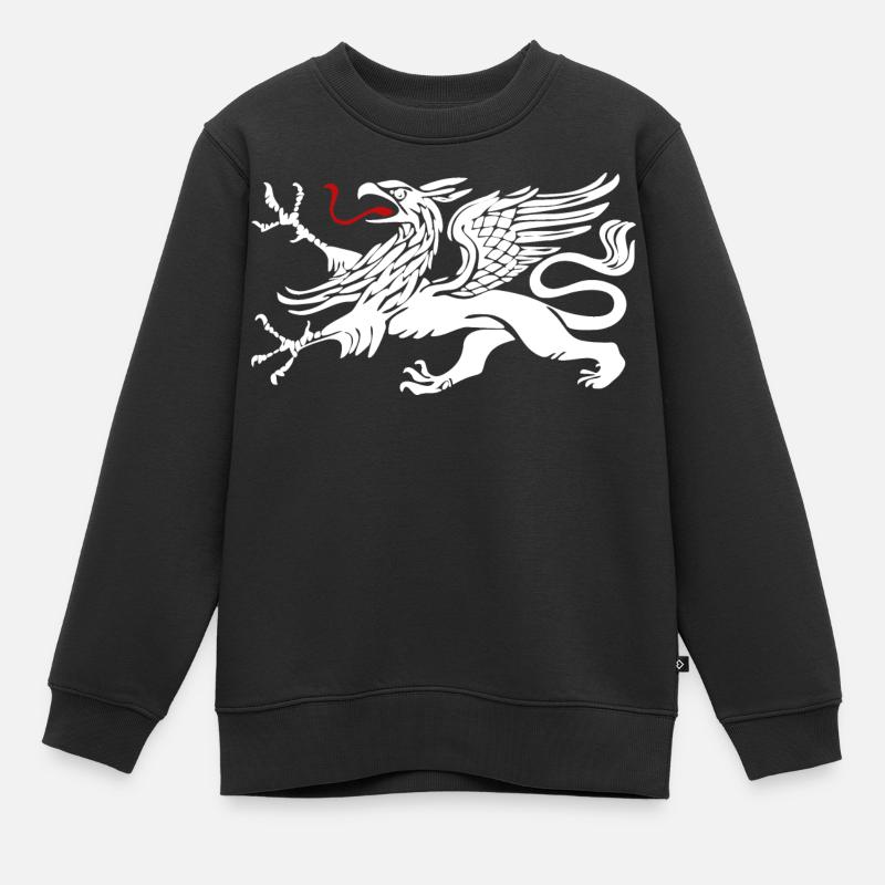 Rostocker Greif in Weiss mit roter Zunge - Kinder Premium Organic Sweatshirt - Schwarz