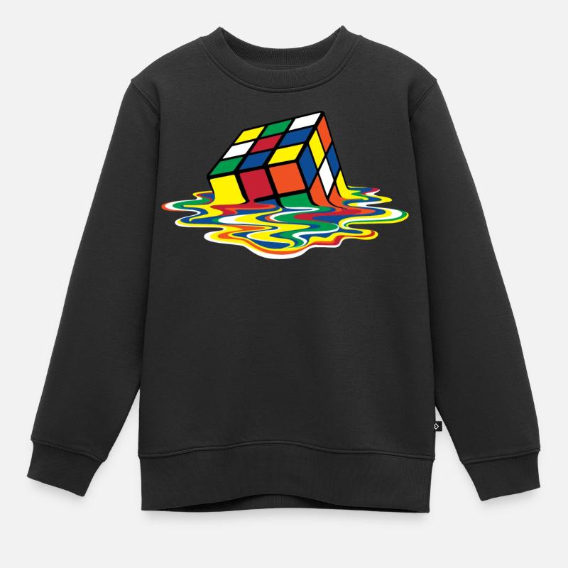 Rubik's Cube En Train De Fondre - Sweat Premium enfant bio - noir