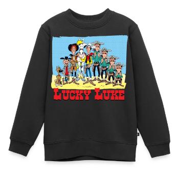 Lucky Luke Charaktere - Kinder Premium Organic Sweatshirt - Schwarz - Vorne - AI Model Kid Female (0cm)