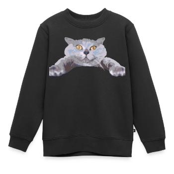 Katze - - Kinder Premium Organic Sweatshirt - Schwarz - Vorne - AI Model Kid Female (0cm)