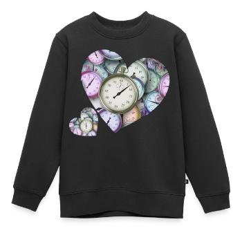 Herzen aus Uhren - Kinder Premium Organic Sweatshirt - Schwarz - Vorne - AI Model Kid Female (0cm)