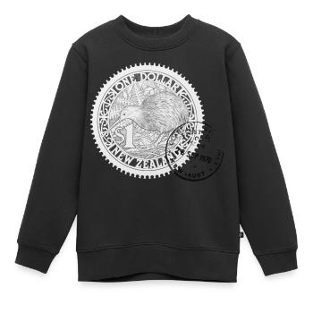 Timbre de Nouvelle-Zélande - Sweat Premium enfant bio - noir - Devant - AI Model Kid Female (0cm)
