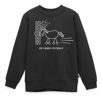 lustiges Pferd, färt, fährt gegen die Wand, Pferd - Kinder Premium Organic Sweatshirt - Schwarz - Vorne - AI Model Kid Female (0cm)