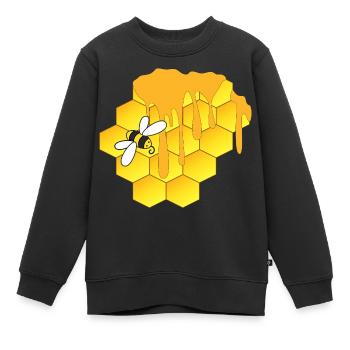 Honigbiene, Wabe - Kinder Premium Organic Sweatshirt - Schwarz - Vorne - AI Model Kid Female (0cm)