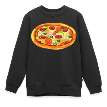 Pizza - Kinder Premium Organic Sweatshirt - Schwarz - Vorne - AI Model Kid Female (0cm)