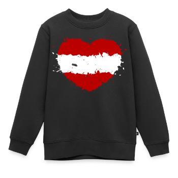 Österreich Herz Flagge Rot Weiß Rot Heimat - Kinder Premium Organic Sweatshirt - Schwarz - Vorne - AI Model Kid Female (0cm)