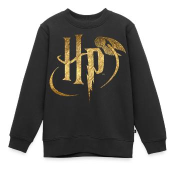 Harry Potter Logo Gold - Kinder Premium Organic Sweatshirt - Schwarz - Vorne - AI Model Kid Female (0cm)