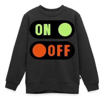 button on off - Kids Premium Organic Sweatshirt - black - Front - AI Model Kid Female (0cm)